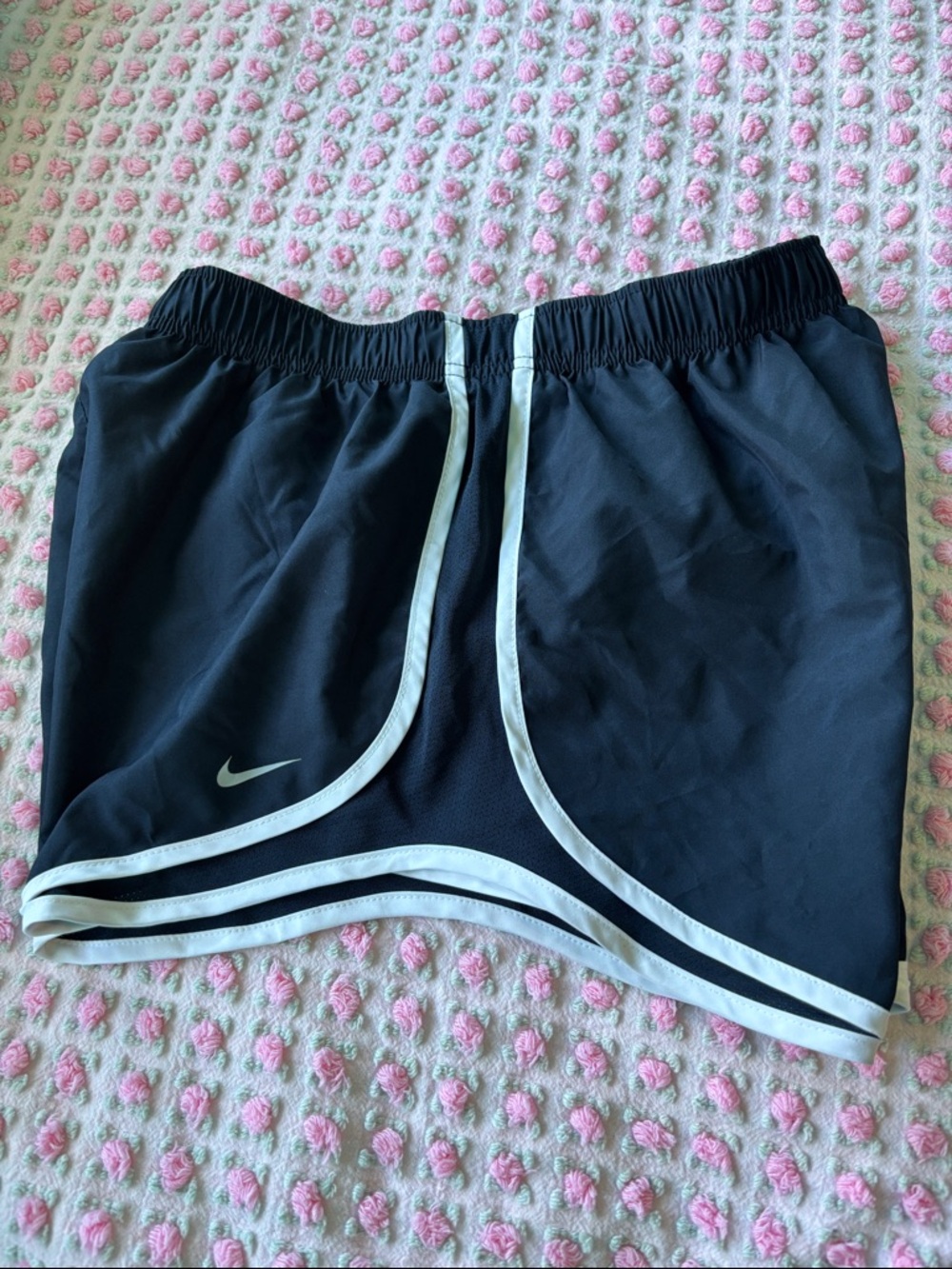 Nike Black Women's Athletic Shorts with White Trim - Picture 2 of 3
